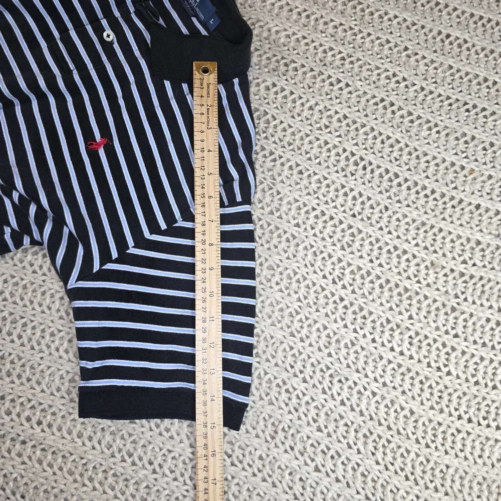 Polo Ralph Lauren Blue Stripe, Red Pony Polo Shirt Men's Large 100% Cotton